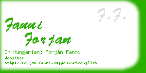 fanni forjan business card